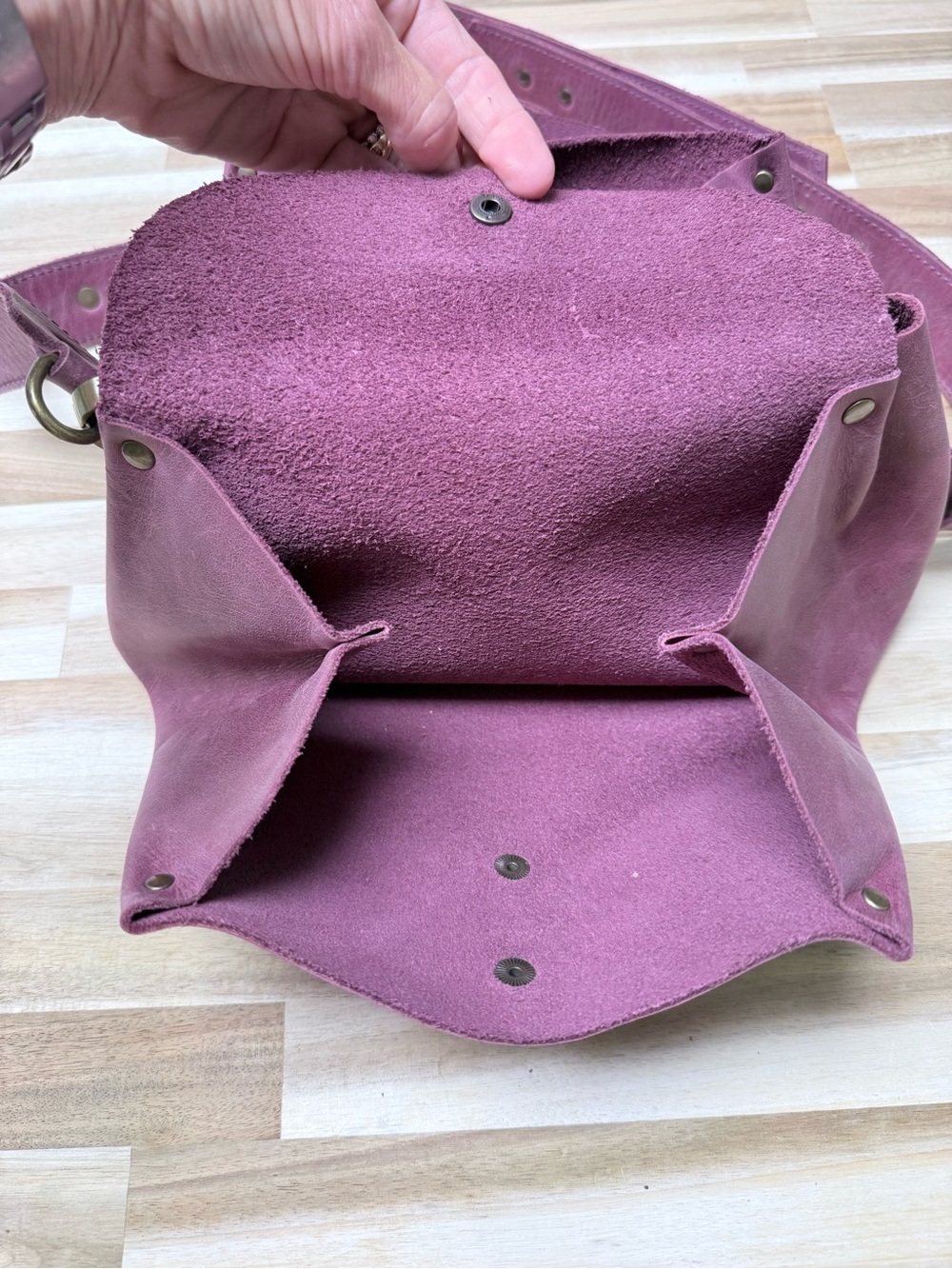Women’s Leather Crossbody Bag in Plum - Picture 9 of 14